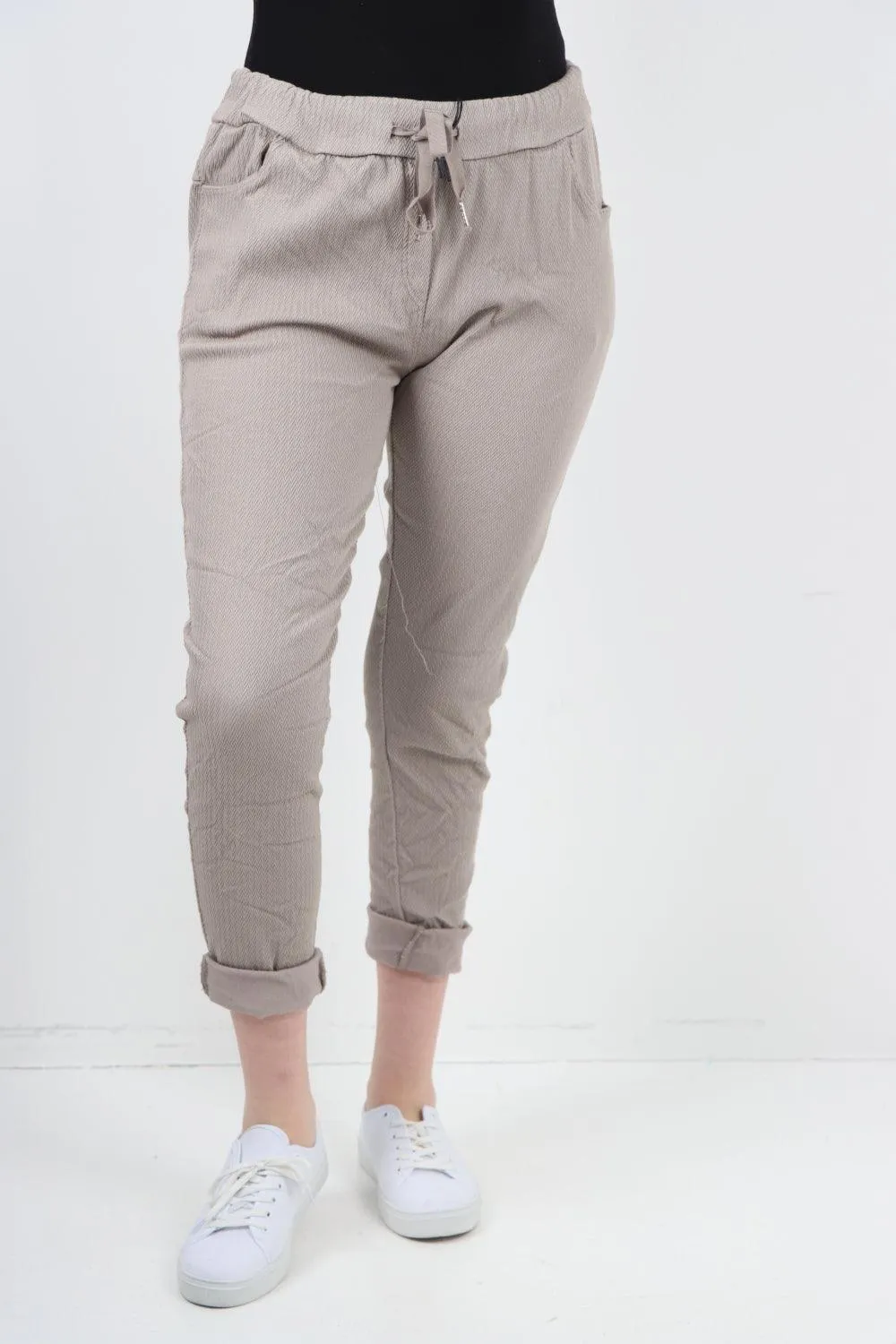 Plain ZigZag Print Trousers