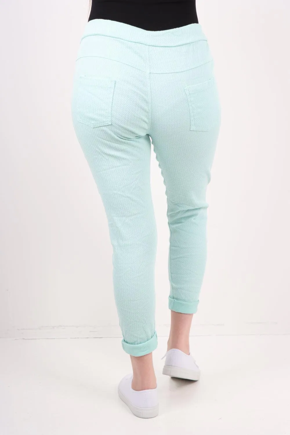 Plain ZigZag Print Trousers
