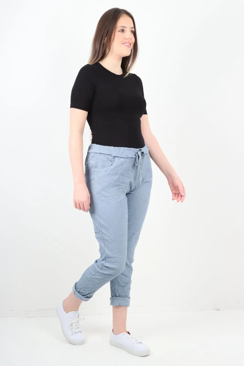 Plain ZigZag Print Trousers