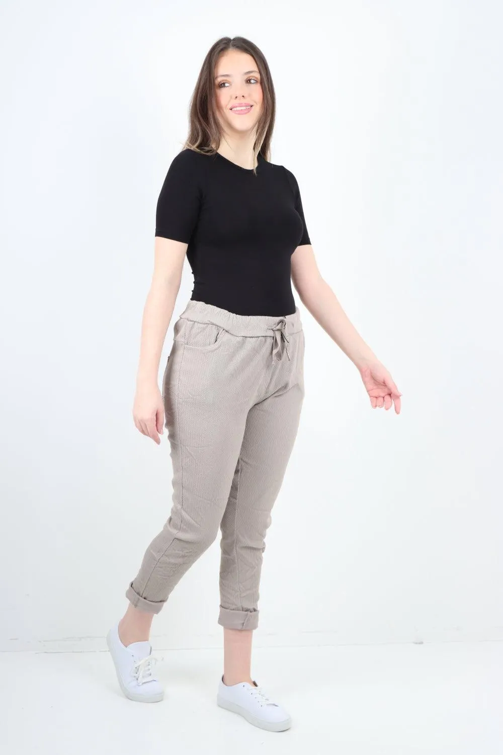 Plain ZigZag Print Trousers