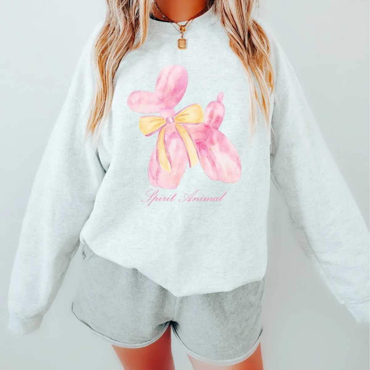 Spirit Animal Balloon with Bow Crew Sweatshirt