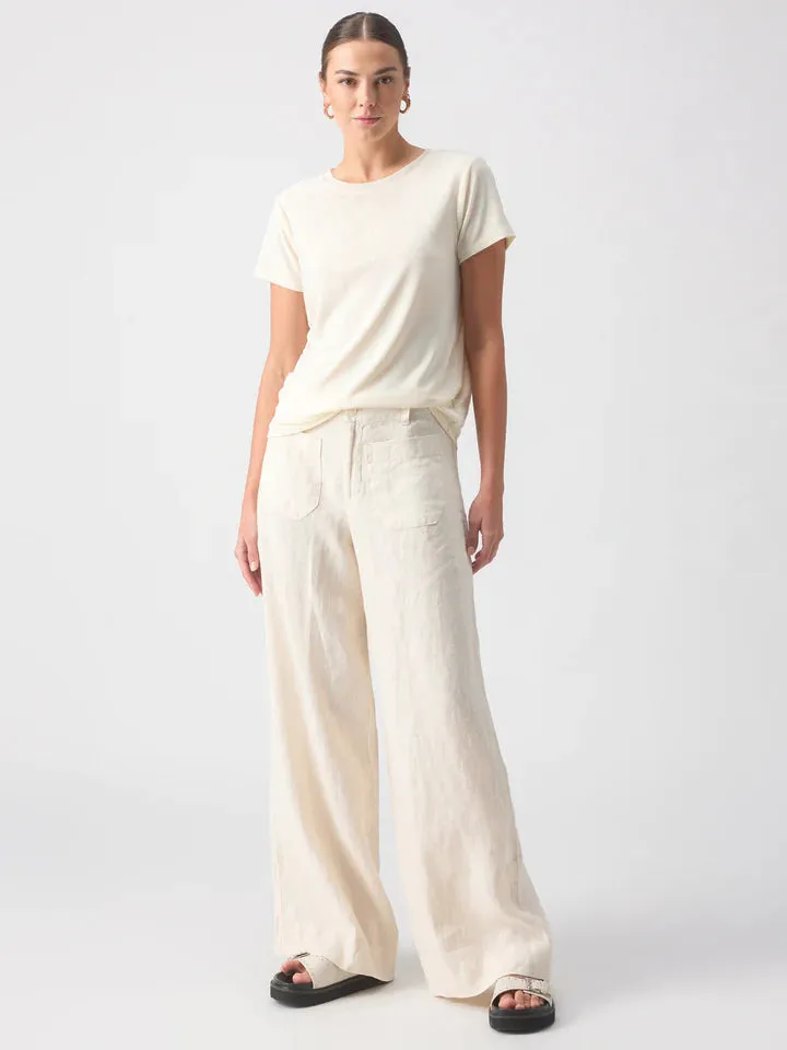 The Linen Marine Wide Leg Semi-High Rise Pant Birch