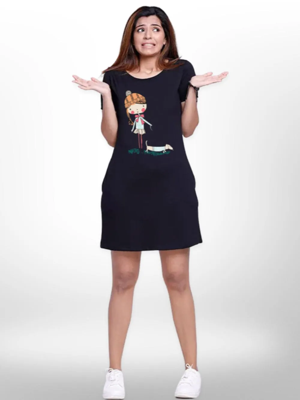 Travel With Pet Printed Long T-shirt For Women's