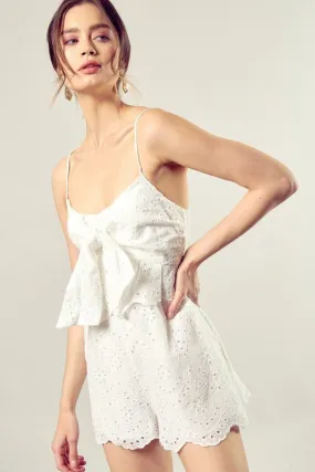 White Tie Front Romper